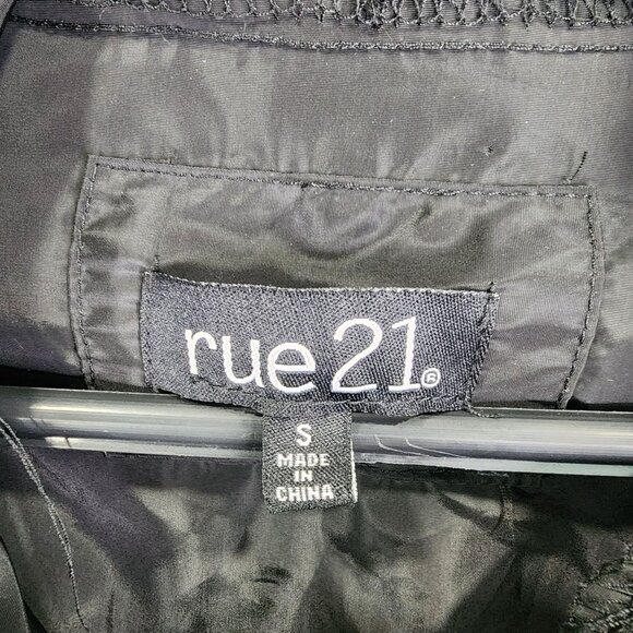 Womens Black Rue21 "Queen" Mesh Panel Hooded Jacket Full Zip Long Sleeve Size S - Picture 3 of 8